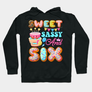 Sweet Sassy & Six 6 Years Old Donut Lover 6th Birthday Kids Hoodie